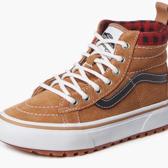 Vans Other - Vans Kids' SK8-Hi MTE-1 boots in brown suede with a plaid liner.